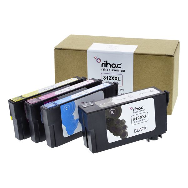 Rihac compatible Epson 812 812XL 812XXL dye ink cartridges for Workforce Pro WF-3820, WF-3825, WF-4830, WF-4835, WF-7830, WF-7840, and WF-7845